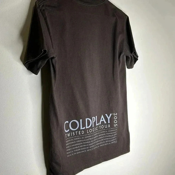 Coldplay 2005 Twisted Logic Tour Brown  Graphic T Shirt Size S - Picture 6 of 13